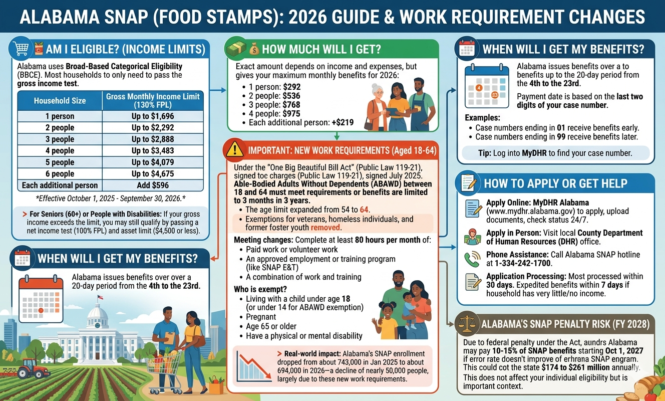 Current Information on Alabama SNAP (Food Stamps) for 2026: Key Changes and Work Requirements alabama food stamps