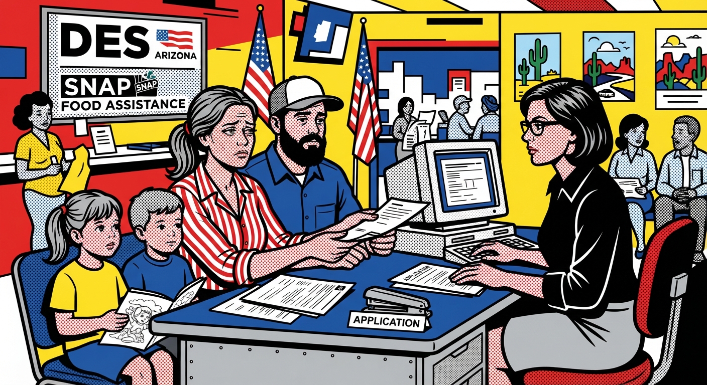 Family applying for SNAP food assistance in Phoenix Arizona at DES office