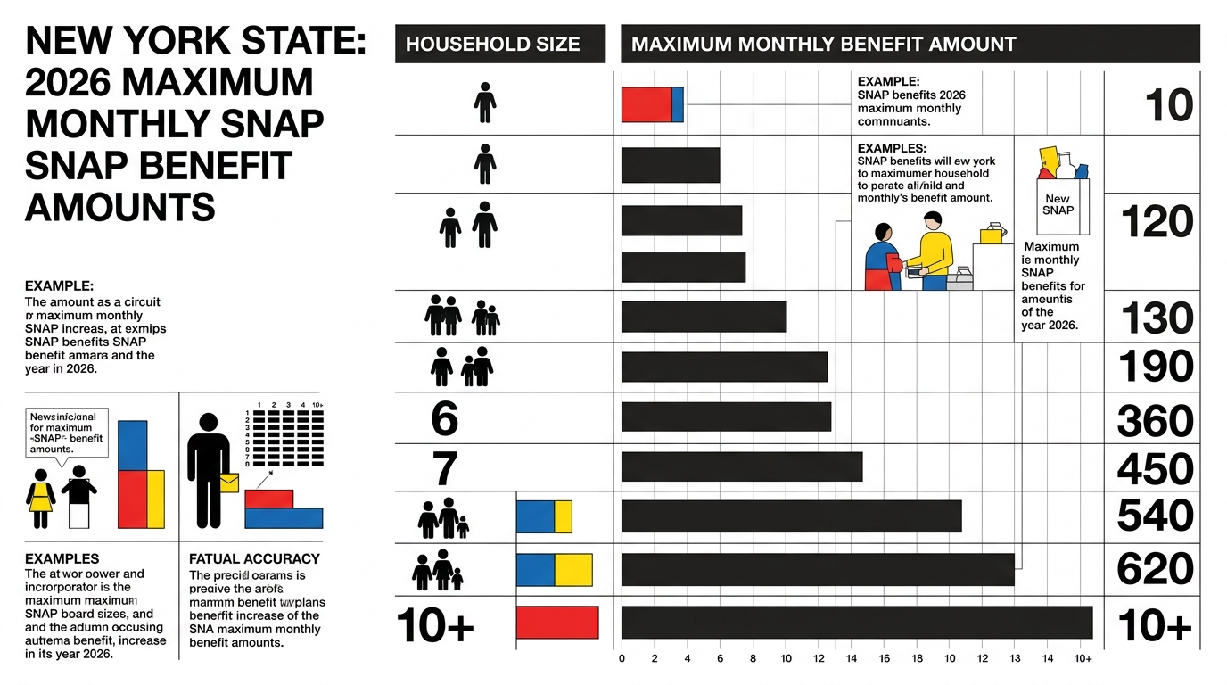 New York SNAP benefits 2026 maximum monthly amounts chart by household size