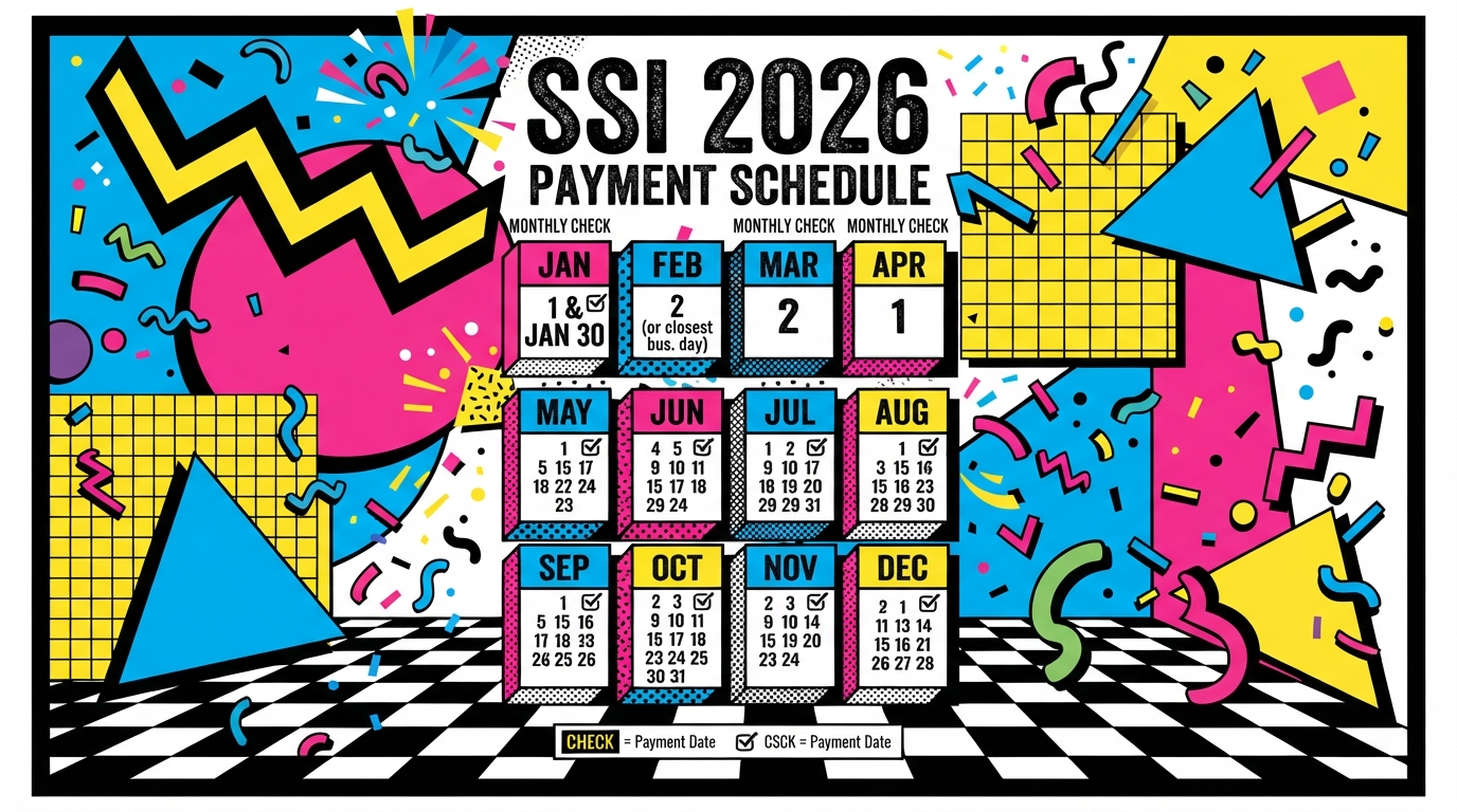 SSI 2026 payment schedule calendar showing monthly check dates