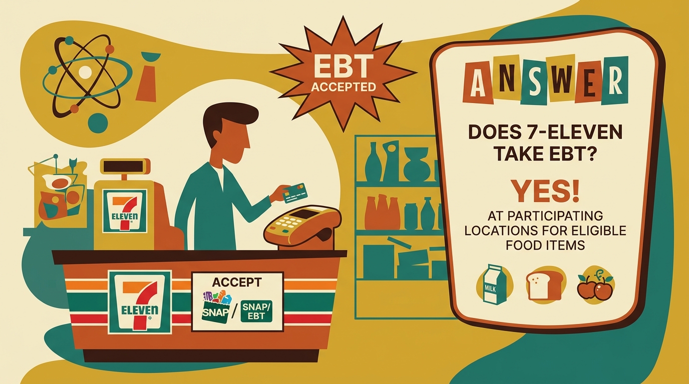 Person using EBT card at 7-Eleven checkout, answering does 7-Eleven take EBT